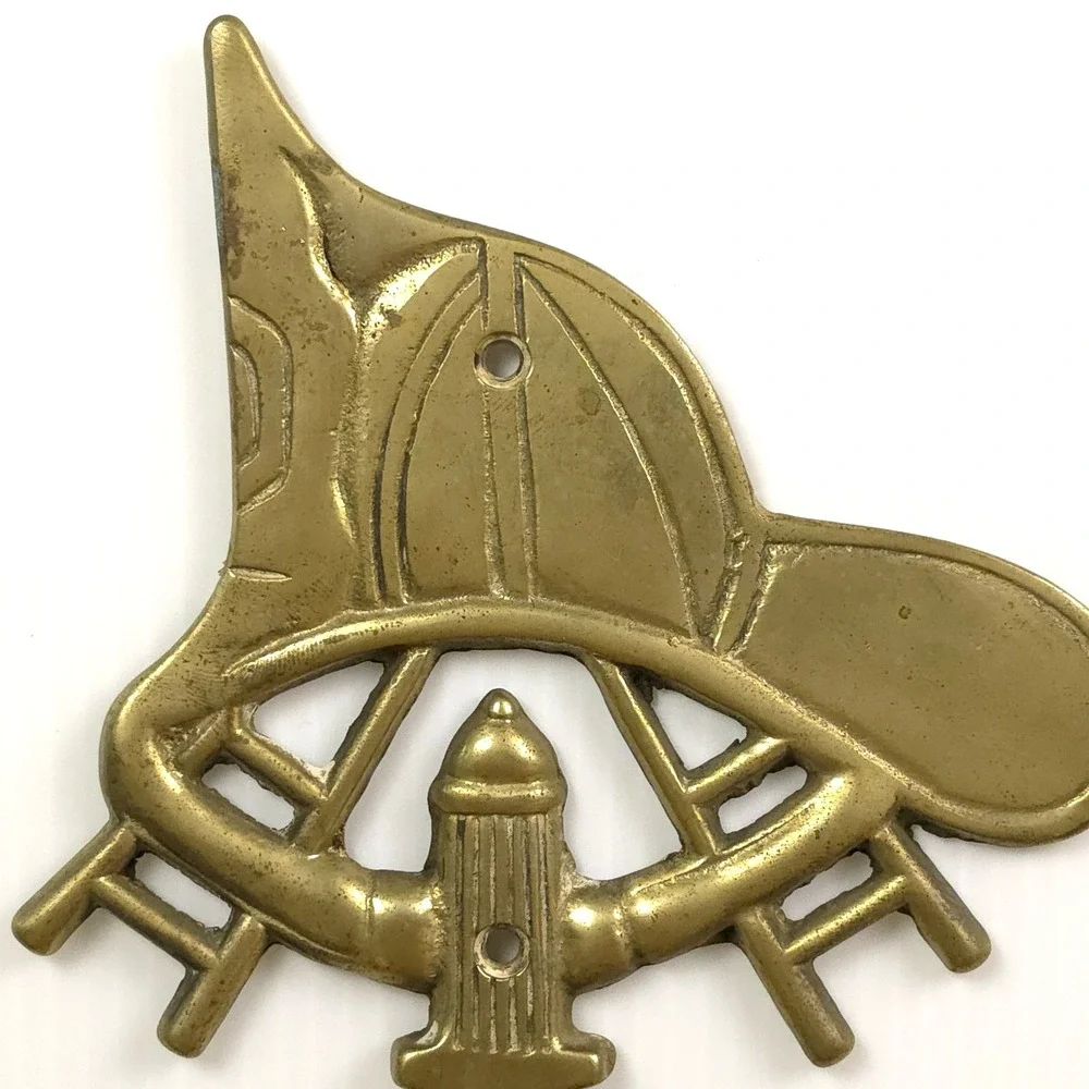 Vintage‎ Penco Brass Fireman Helmet Wall Hook Key Hook